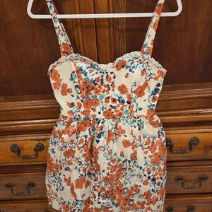 City Triangles White Dress with Orange and Blue Floral Accents